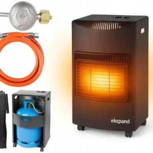 Газовий керамічний обігрівач Ekspand PG-01-PIECYK 4200W під балон 11 кг з редуктором і шлангом чорний